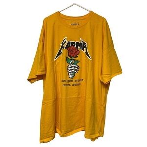 Men's  PP Popular Poison Yellow Karma Skull Rose T-Shirt Size 4XL EUC #6831